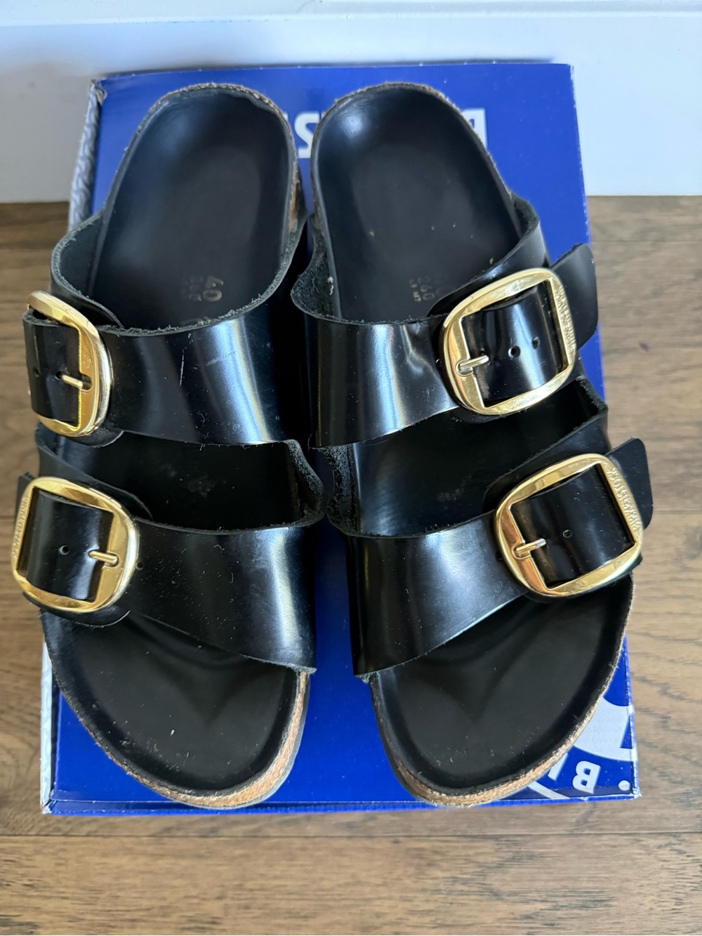 Birkenstock Big Buckle High Shine Black Arizona Sandals - Picture 4 of 14